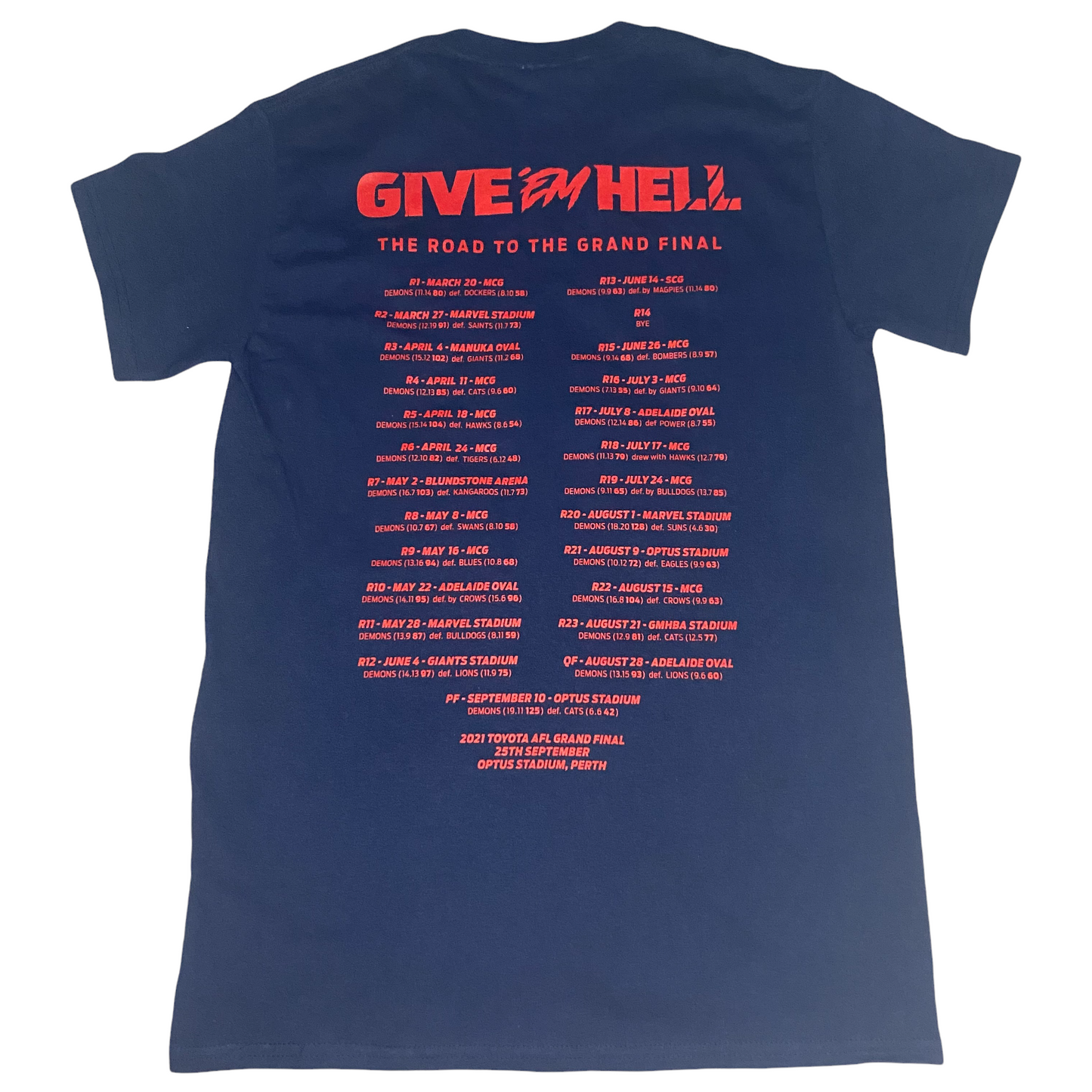 Melbourne Demons 'Give 'Em Hell' 2021 Premiership T-Shirt